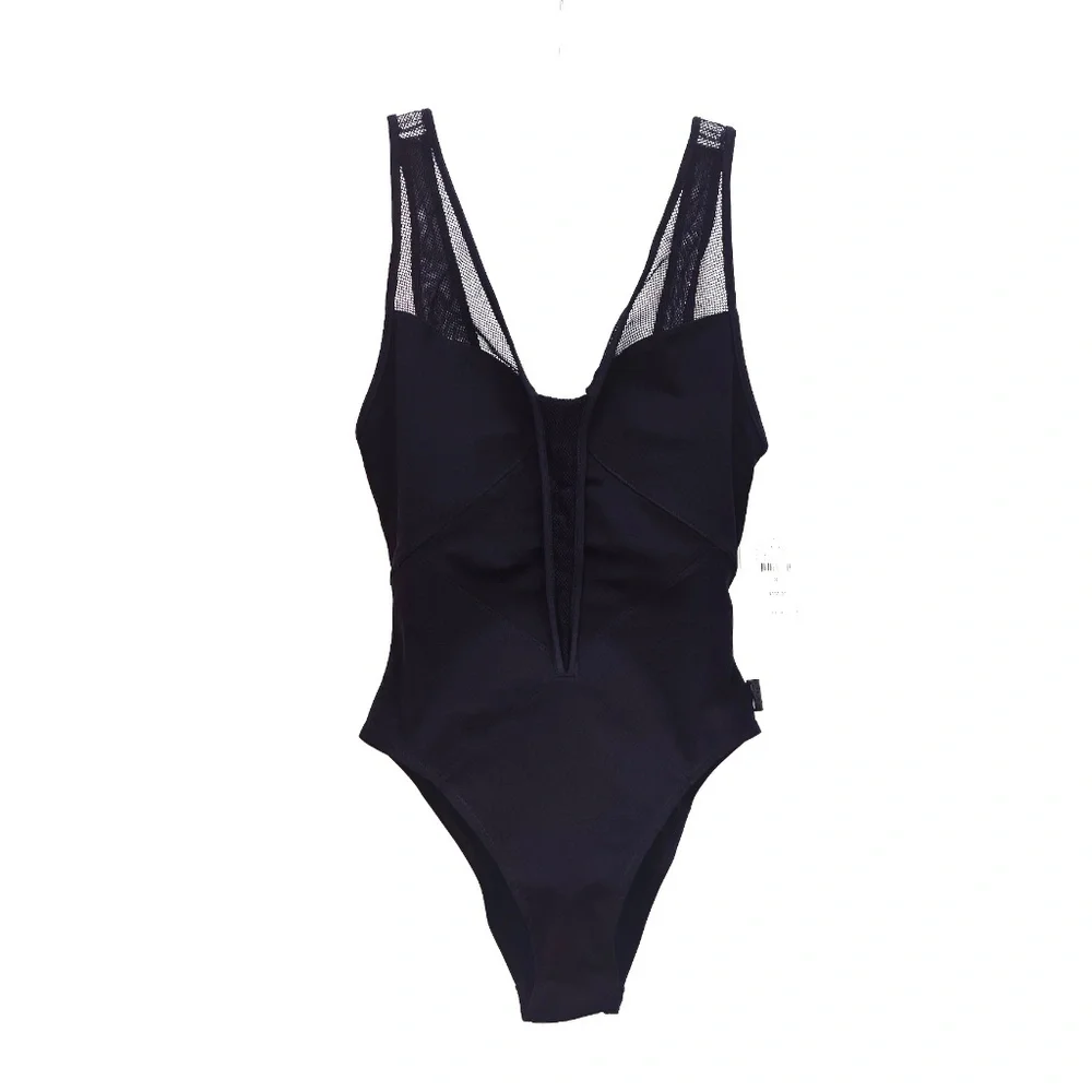 SHAN Black Plunging Neckline One Piece Swimsuit in size US6 New With Tags